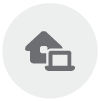 the silhouette of a house and a computer